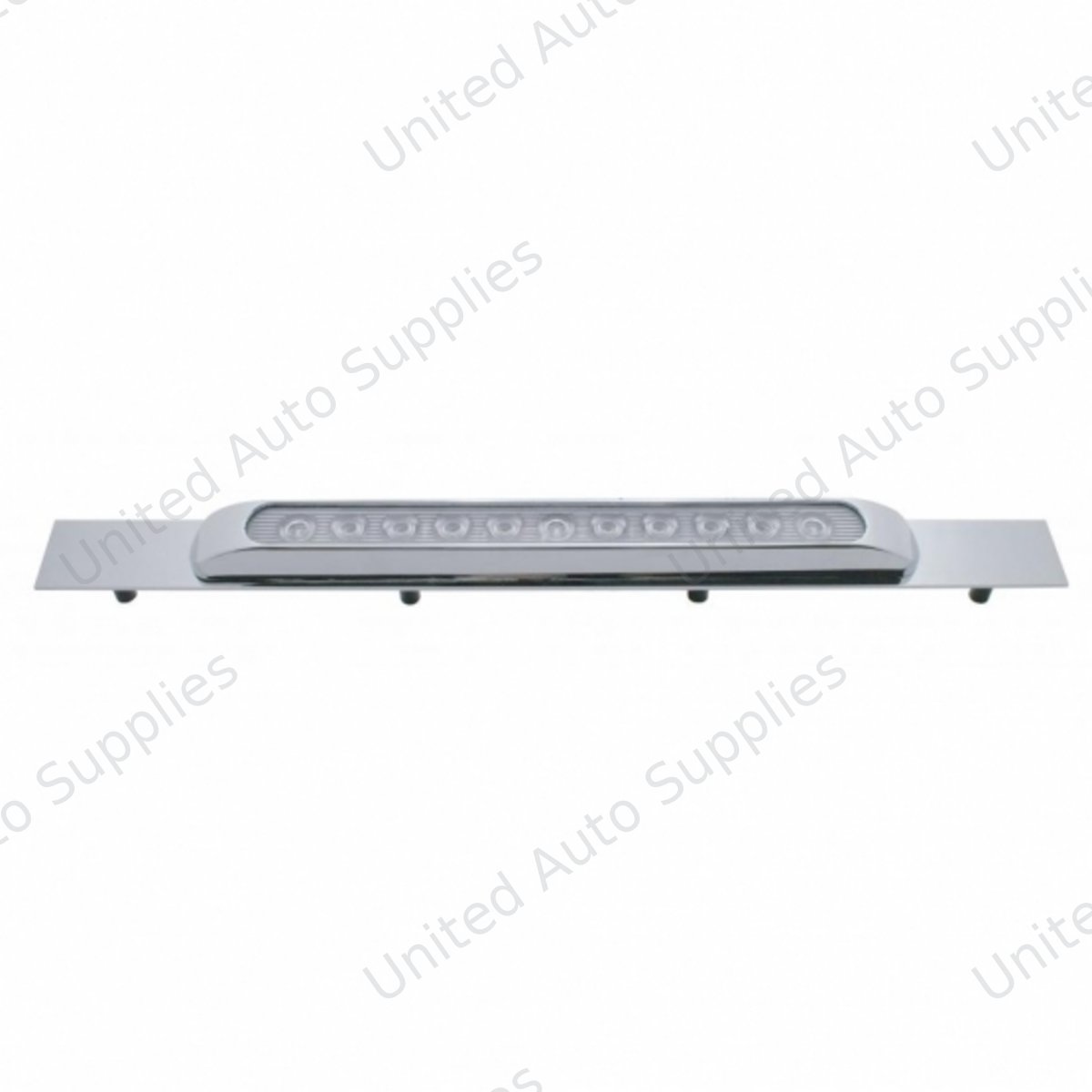 Chrome Top Mud Flap Plate With 11 LED 17" Light Bar - Amber LED/Clear Lens (Each)