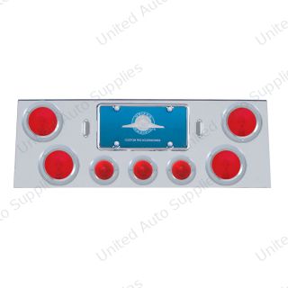 Stainless Rear Center Panel With Four 4" Lights & Three 2.5" Beehive Lights & Stainless Bezels