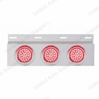 Stainless Top Mud Flap Plate With 3X 36 LED 4" Lights & Visors - Red LED/Red Lens (Each)