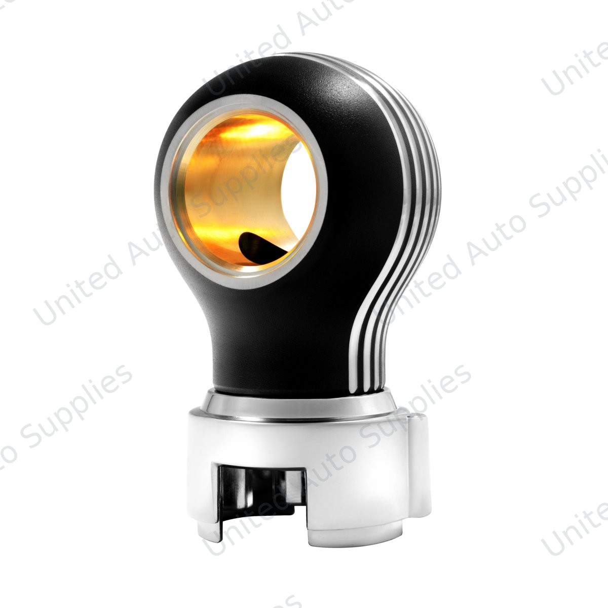 Thread-On Matte Black Carolina Gearshift Knob With LED 13/15/18 Speed Adapter-Amber LED
