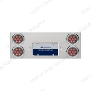 33-3/4" Stainless Rear Center Panel With Four 7 LED 4" Light & Bezel - Red LED/Clear Lens - Competition Series