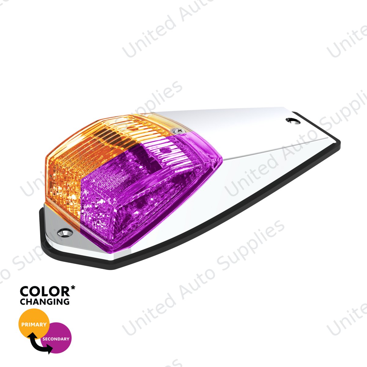 Double Fury 17 LED Grakon 5000 Style Square Cab Light - Amber & Purple LED/Clear Lens