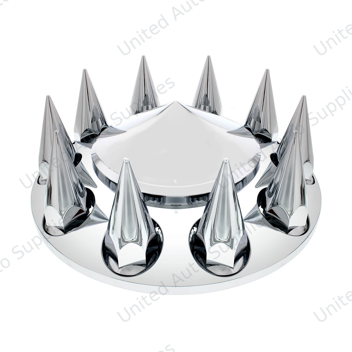 Pointed Front Axle Cover With 33mm Spike Thread-On Nut Covers - Chrome