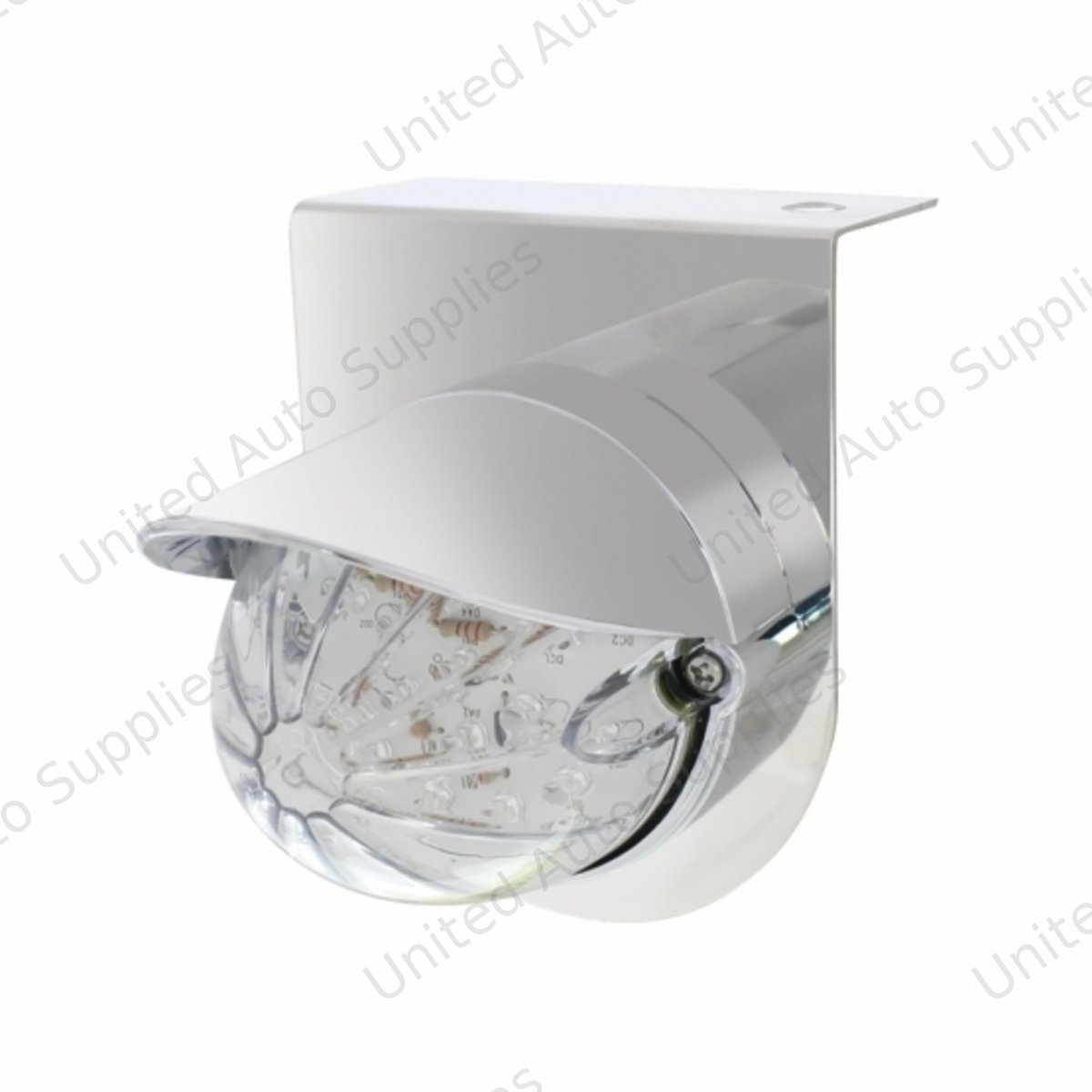 Stainless Light Bracket With 19 LED Bullet Style Grakon 1000 Light & Visor - Amber LED/Clear Lens
