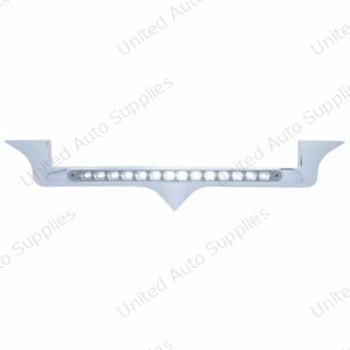 Chrome Hood Emblem Trim With 14 LED Light Bar For Kenworth - White LED/Clear Lens