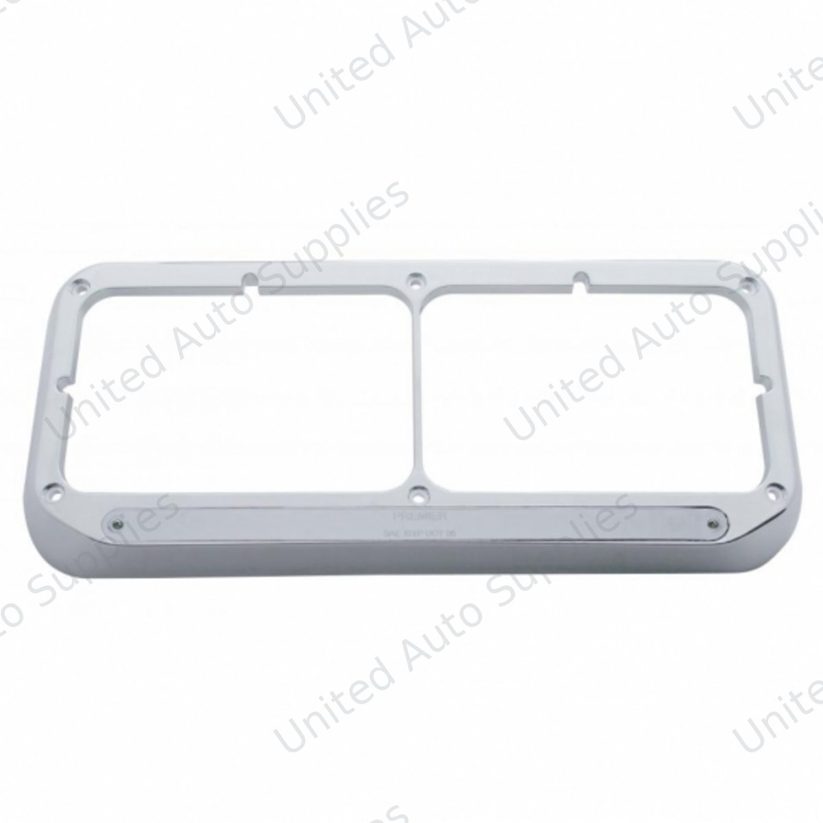 14 LED Chrome Rectangular Dual Headlight Bezel - Amber LED/Chrome Lens
