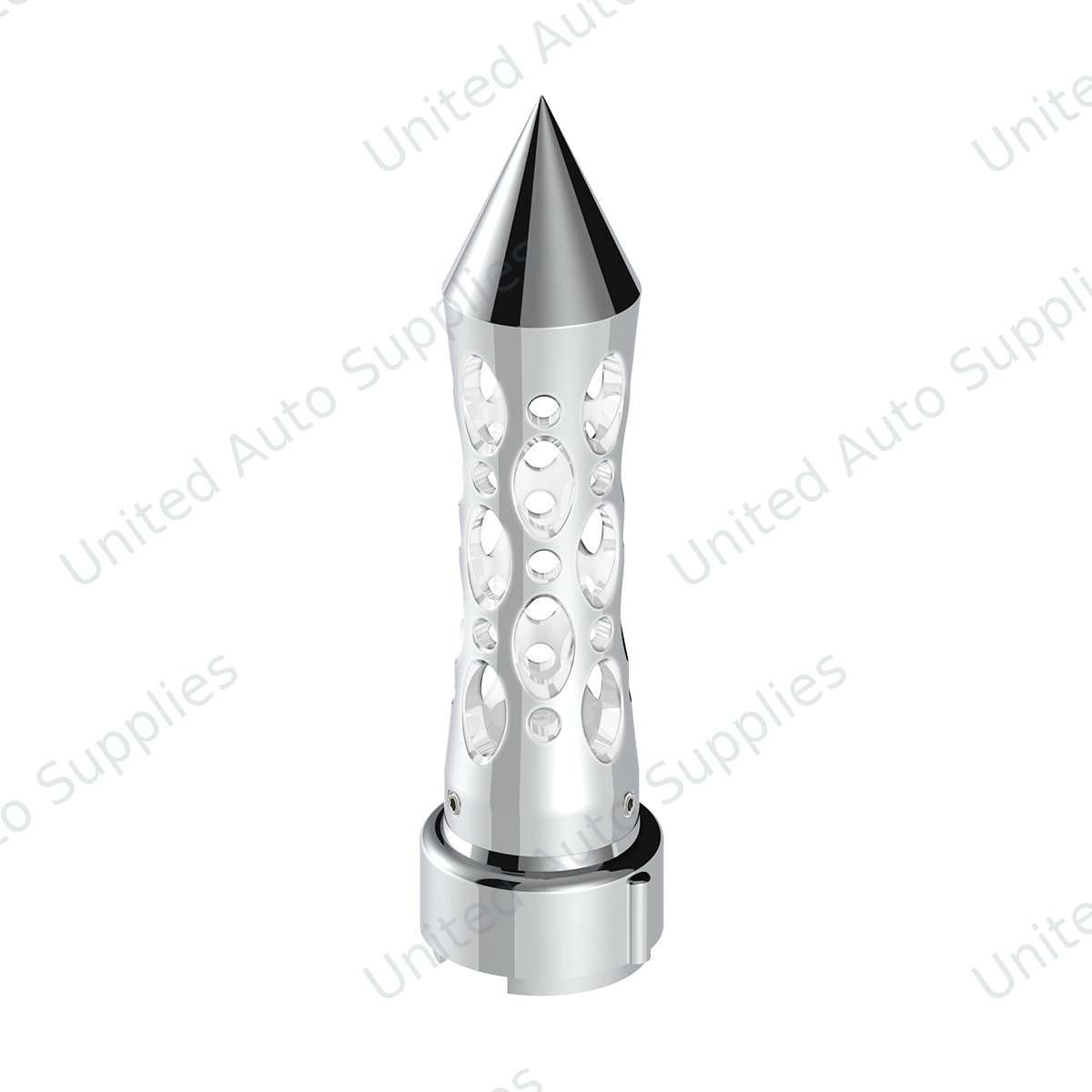 Thread-On Daytona Spike Gearshift Knob With LED 9/10 Speed Adapter - Chrome/White LED