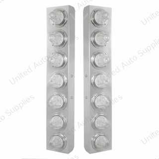 SS Front Air Cleaner Bracket With 14X 11 Amber LED Watermelon Lights & Bezel For KW Trucks -Clear Lens
