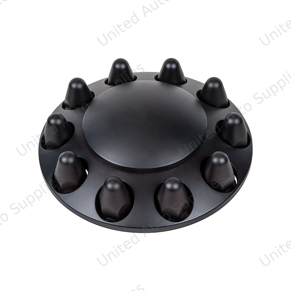 Dome Front Axle Cover With 1-1/2" Push-On Nut Covers - Matte Black (Color Box)