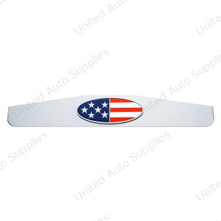 4" x 24" Chrome Bottom Mud Flap Weight With Oval USA Flag Emblem