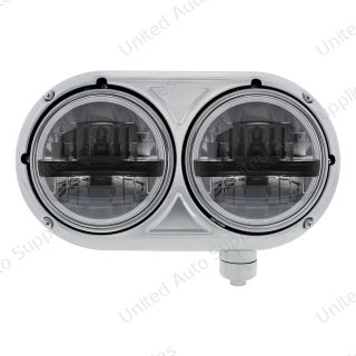 Headlight Assembly With 304 SS Housing & LED Headlights With Black Inner Bar For Peterbilt 359 - Passenger
