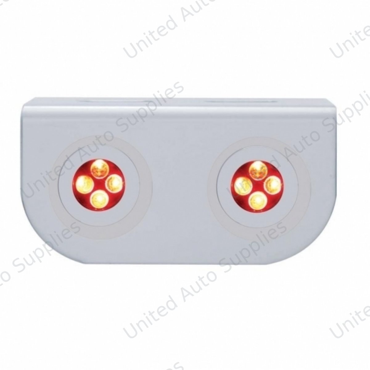 Stainless Light Bracket With 2X 4 LED Fastener Lights - Red LED/Clear Lens