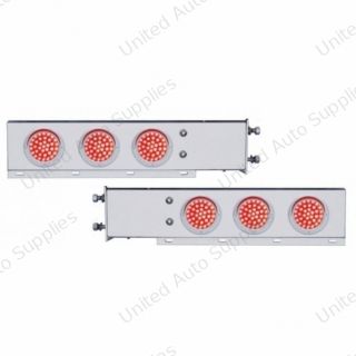 3-3/4" Bolt Pattern SS Spring Loaded Bar With 6X 36 LED 4" Lights & Visors -Red LED & Lens (Pair)