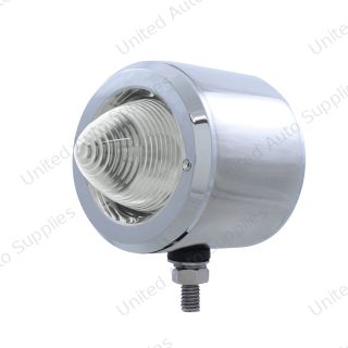 Stainless 2.5" Double Face LED Beehive Lights With Bezel - Amber & Red LED/Clear Lens