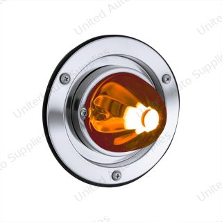 Dual Function Glass Watermelon Light Sleeper Bunk Kit With 304 SS Bezel & LED Bulb-Dark Amber Lens/Amber LED