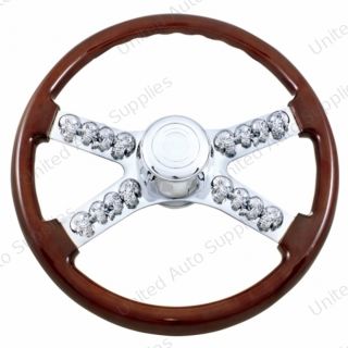 18" Skull Steering Wheel With Hub & Horn Kit - Freightliner 1989-July 2006