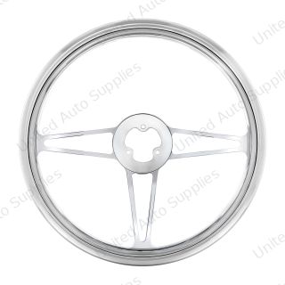 18" Chrome Aluminum "3-Spoke" Style Steering Wheel