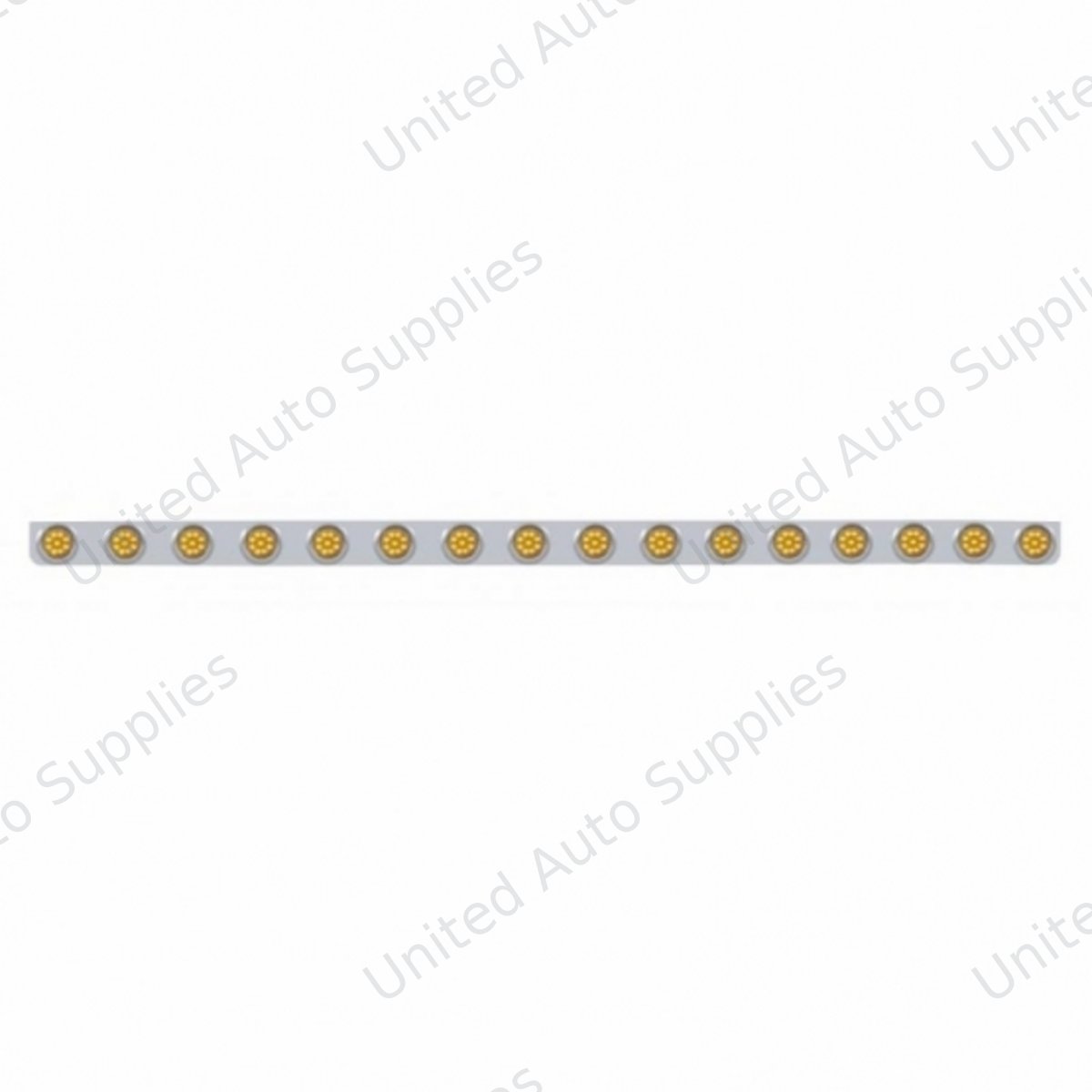 79-1/2" Stainless Bumper Light Bracket With 16X 9 LED 2" Lights & Visors - Amber LED/Amber Lens