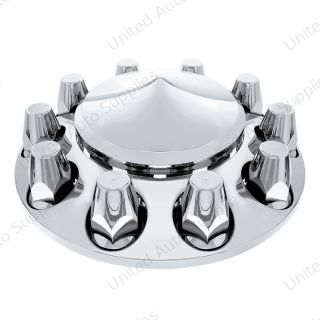 Pointed Front Axle Cover With 33mm Standard Style Push-On Nut Covers - Chrome
