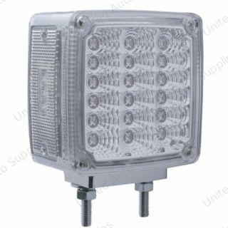 39 LED Reflector Double Face Turn Signal Light (Passenger) - Amber & Red LED/Clear Lens