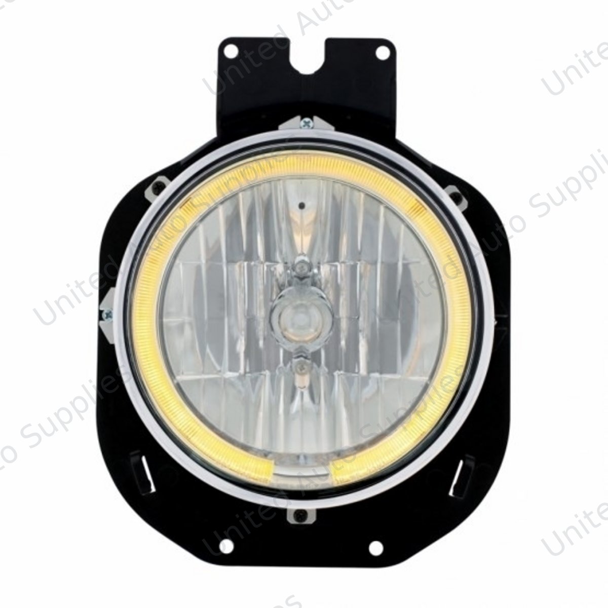 Crystal Headlight With Amber LED Halo Ring For 1996-2005 Freightliner Century