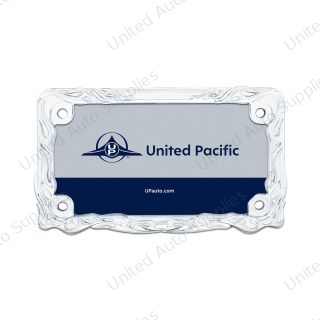 Motorcycle License Plate Frame - Chrome Flame & Frame