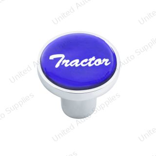Aluminum Screw-On Air Valve Knob With Glossy Tractor Script Sticker - Purple Sticker