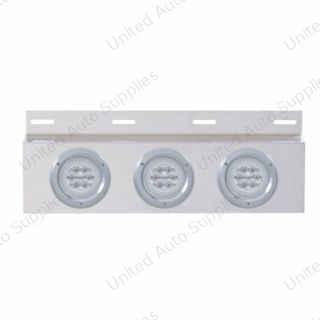 Stainless Top Mud Flap Plate With 3X 21 LED 4" GloLight & Bezels - Red LED/Clear Lens (Each)