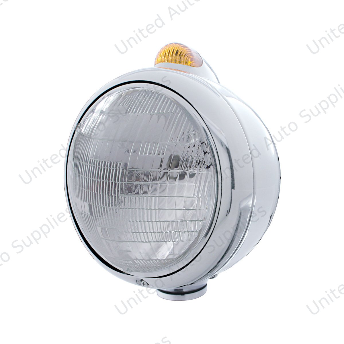 Stainless Steel Guide 682-C Headlight 6014 & Dual Mode LED Signal - Amber Lens