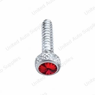 Chrome Short Dash Screw For Freightliner With Red Crystal (Bulk)