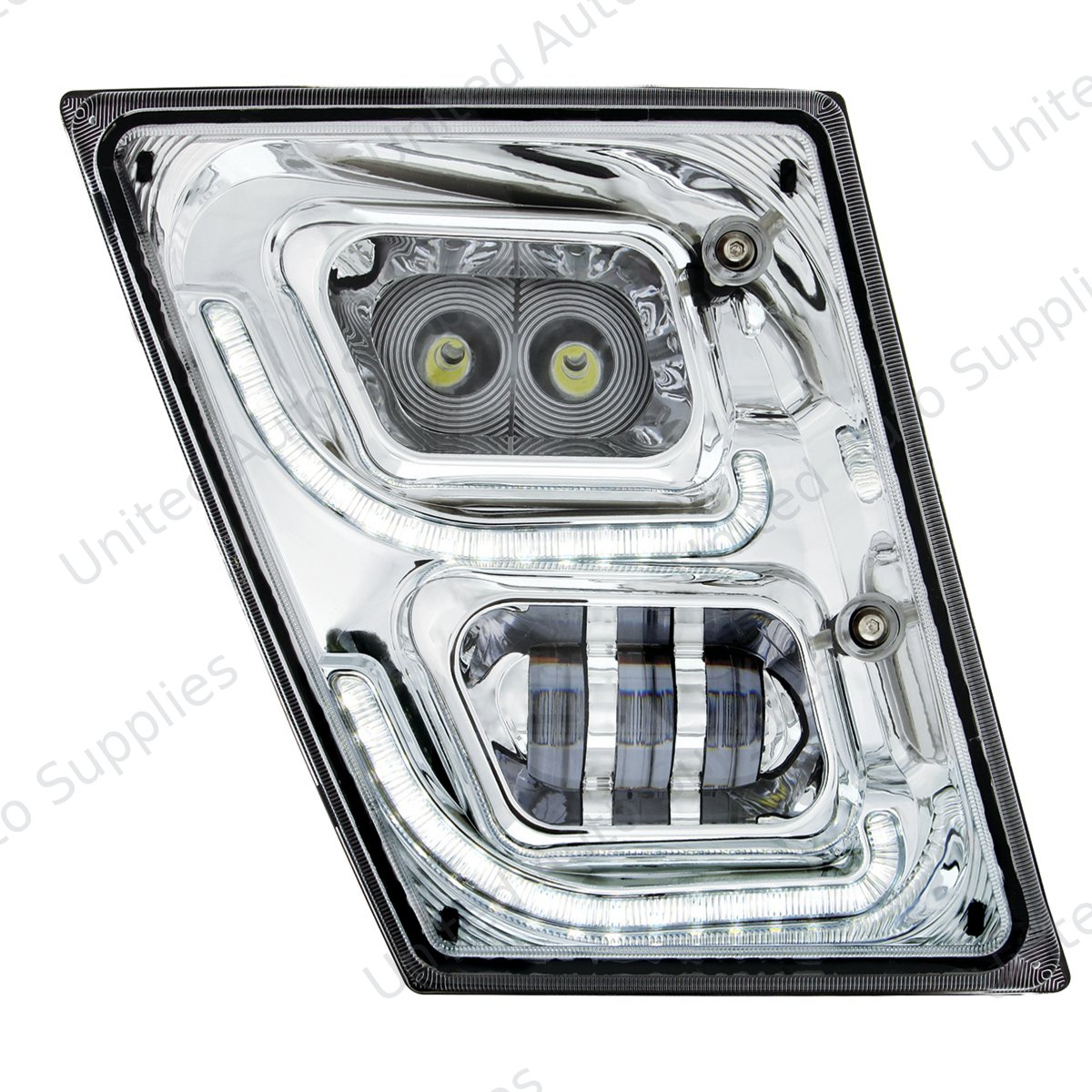 Chrome High Power LED Fog Light With LED DRL & Position Light for 2003-2017 Volvo VN/VNL - Passenger