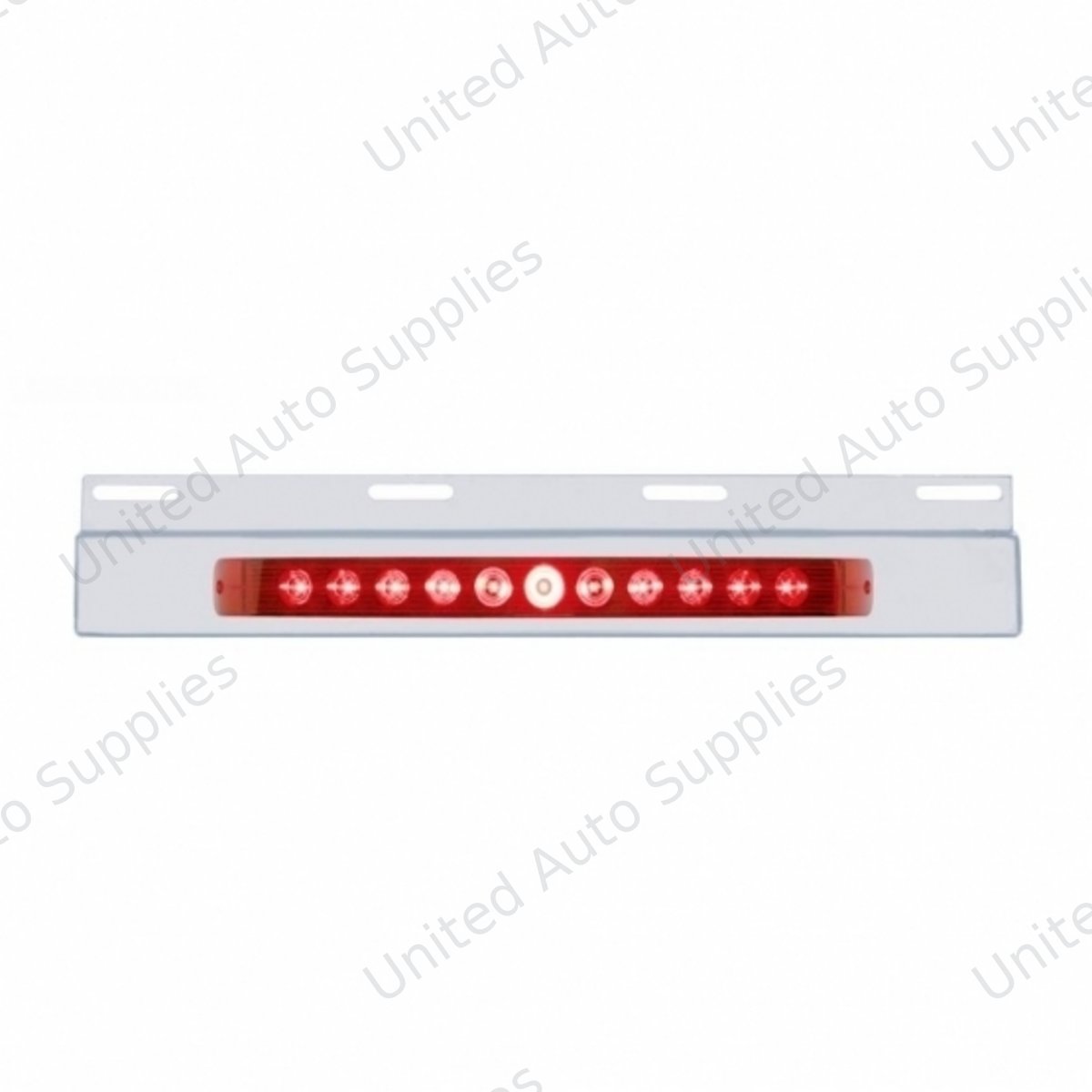 Stainless Top Mud Flap Plate With 11 LED 17" Light Bar - Red LED/Red Lens (Each)