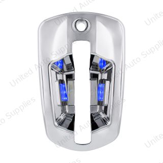 6 LED Chrome Door Handle Cover For 2018-2026 Freightliner Cascadia - Driver, Blue LED