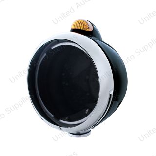 Black Guide 682-C Headlight No Bulb With Dual Mode LED Signal - Amber Lens
