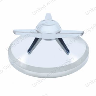 8" Chrome Cover With 3 Bar Spinner For UP Rear Axle Cover - Extra Large Bar Straight Spinner