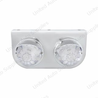 SS Light Bracket With 2X 17 LED Dual Function Watermelon Lights & Visors - Amber LED/Clear Lens