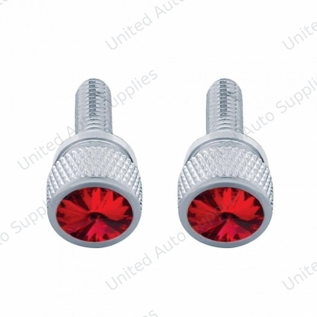 3/4" Short M6 Dash Screw With Crystal For Kenworth - Red Crystal (2-Pack)