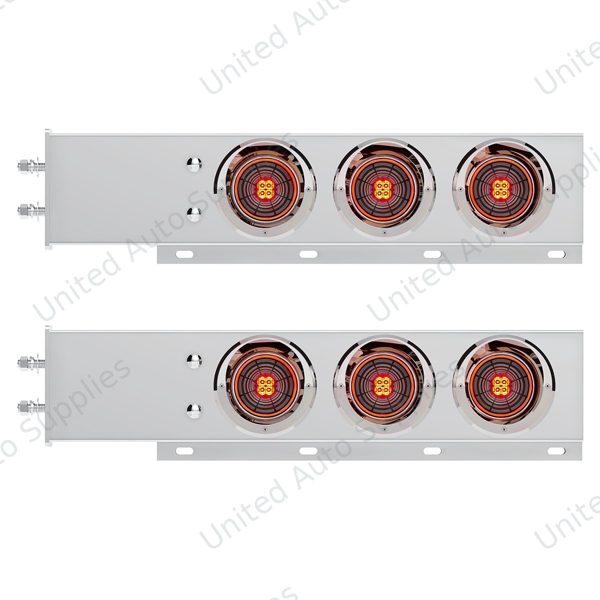 2.5" Bolt Pattern SS Spring Loaded Bar With 6X 4" 13 LED Abyss Lights & Visors - Red LED/Clear Lens (Pair)