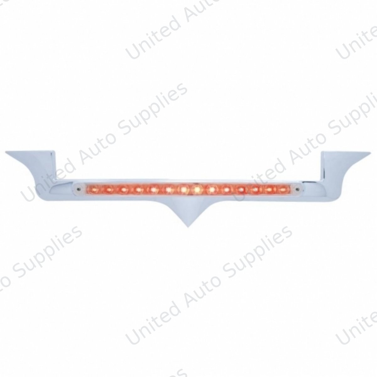 Chrome Hood Emblem Trim With 14 LED Light Bar For Kenworth - Red LED/Clear Lens