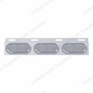 Stainless Top Mud Flap Plate With 3X 19 LED 6" Oval Lights & Visors - Red LED/Clear Lens (Each)