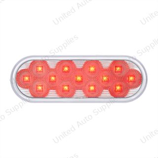Double Fury 13 LED 6" Oval Stop/Turn/Tail Light With Warning Light - Red & Amber LED/Clear Lens