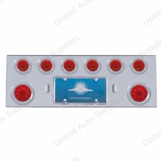 SS Rear Center Panel With Two 10 LED 4" Lights & 6X 13 LED 2.5" Lights & Bezels -Red LED & Lens