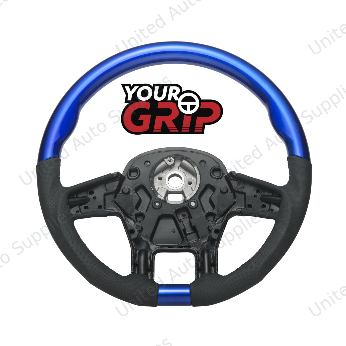18" YourGrip Leather & Wood Candy Color Steering Wheel For 2012-2021 PB 579&2013-2021 KW T680-Indigo Blue