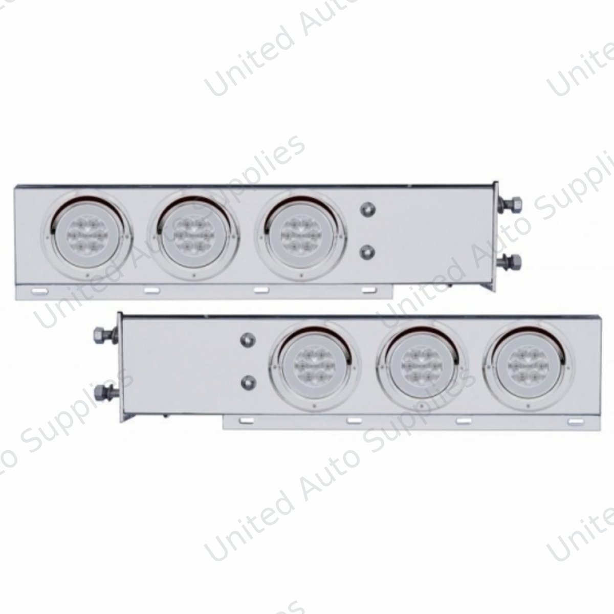 3-3/4" Bolt Pattern CR Spring Loaded Rear Bar W/6X 21 Red LED 4" GloLight & Visors - Clear Lens (Pair)