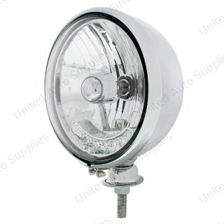 Chrome Kingbee Style Headlight Housing & 9007 Bulb With 6 Amber LED
