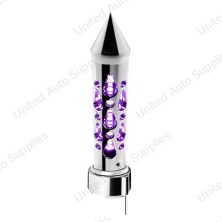 Brooklyn Spike Gearshift Knob With LED 9/10 Speed Adapter - Chrome/Purple LED