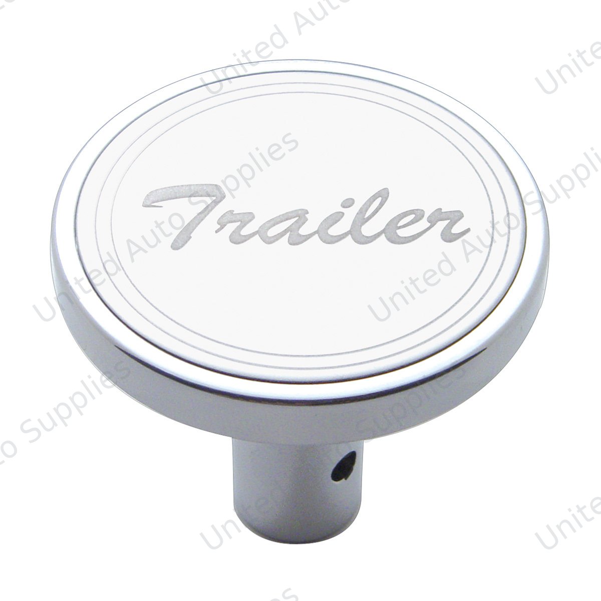 "Trailer" Long Air Valve Knob - Stainless Plaque With Cursive Script