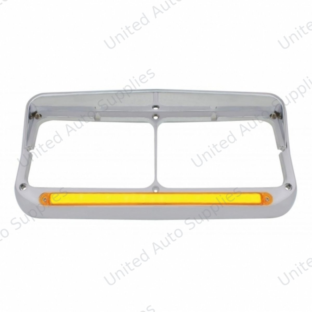 24 LED Rectangular Dual Headlight Bezel With Visor & GloLight - Amber LED/Amber Lens