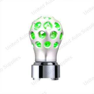 Thread-On Annodized Phoenix Ball Gearshift Knob With LED 9/10 Speed Adapter-Green LED