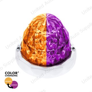 Double Fury 19 LED Dual Function Crystal Watermelon Light With Chrome Bezel-Amber & Purple LED/Clear Lens
